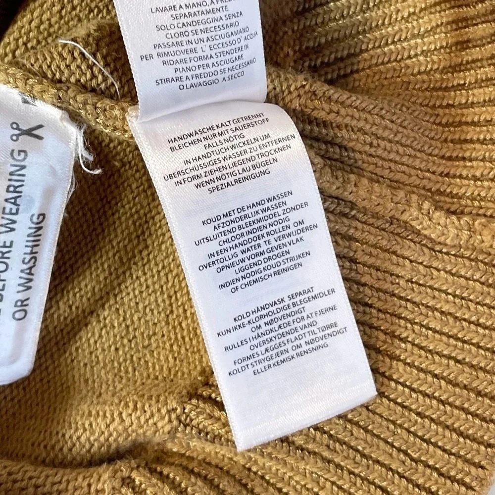 Michael Kors One Shoulder Sleeve Knit Pullover Sweater‎ Brown 2XS Womens Ribbed